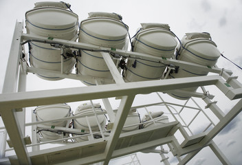 white steel cylinders