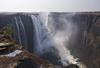 Victoria Falls in the Zambezi River in Zambia