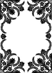 black pattern of floral frame