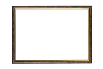 wooden picture frame on white