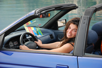 woman in cabriolet