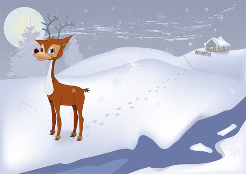 deer in the cold winter