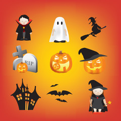 halloween illustration set