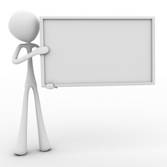 Character holding blank sign