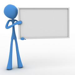 Character holding blank sign