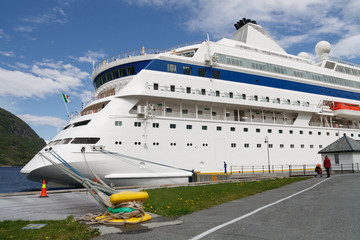 Large Cruise Ship Moored at Harbor