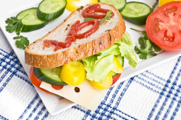 Dietary sandwich on a plate