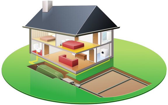 Habitation et sa fosse septique (d&eacute;tour&eacute;)