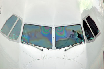 International passenger airplane front view