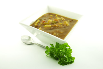 Soup in a White Bowl
