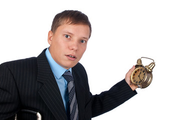 Naklejka premium The businessman late for a meeting