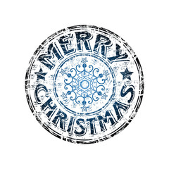 Merry Christmas grunge rubber stamp