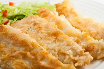 Fish dish - fried fish fillet with vegetables