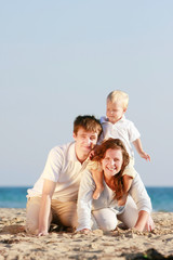 happy family on beach