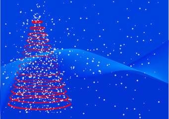 vector illustration with a tree and snowflakes