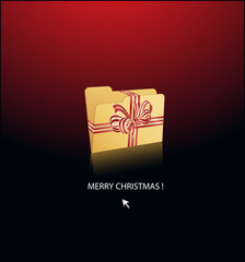 christmas folder bounded with gift ribbon- vector