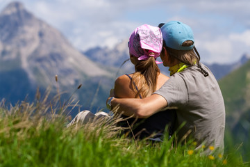 Couple  enjoying a mountains view