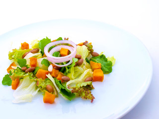 Light Gourmet Salad in White Plate