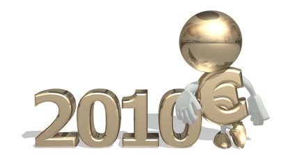 Euro in new 2010, isolated on a white background