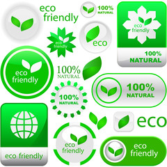 Set of eco friendly, natural and organic labels.