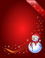 Vector illustration Snowman with Santa Claus hat
