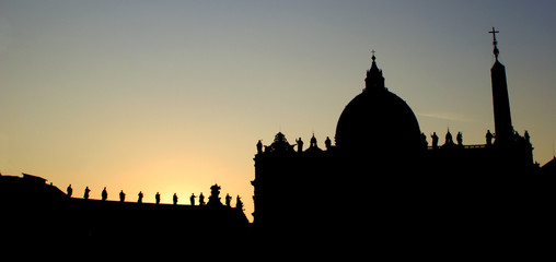 Rome - silhouette of st. Peters basilica in sunset