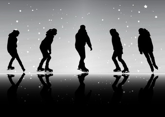 Ice skating vector silhouettes