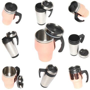 Collage(collection) of heat protection-thermos coffee mug