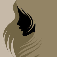 Closeup decorative vintage woman with beautiful long hair