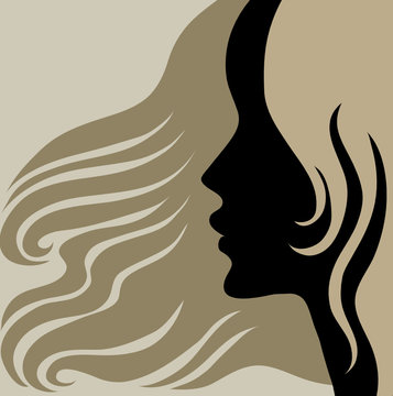 Closeup decorative vintage woman with beautiful long hair