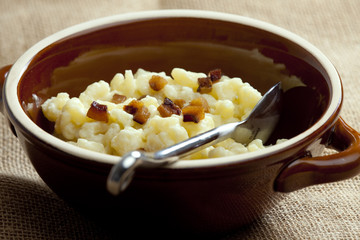 halusky with bryndza cheese (Slovakian cuisine)