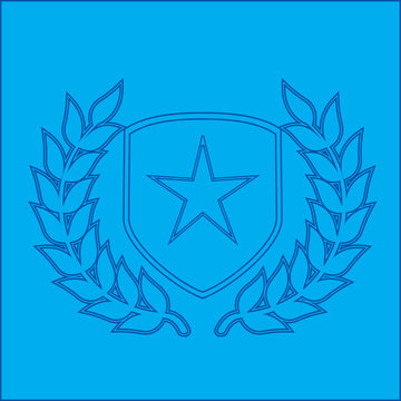 Silver star on shield with leaves blueprint