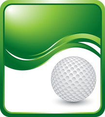 Golf ball on vertical green wave background