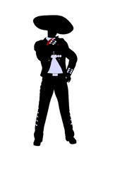 Male Mariachi Illustration Silhouette