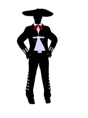 Male Mariachi Illustration Silhouette