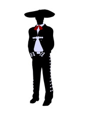 Male Mariachi Illustration Silhouette