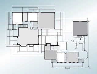 Building blueprint with separate rooms