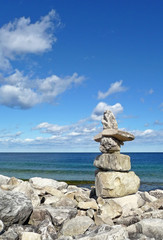 Inuksuk on rocky coast