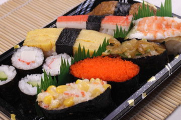 A tray of sushi