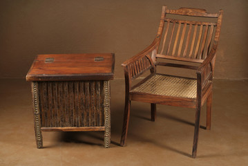 Antique table and chair home interior