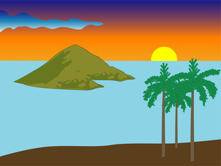 Vector sunset landscape