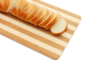 White cut bread on a chopping board