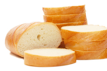 White cut bread isolated on white background
