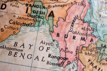 Old map of Burma / Bay of Bengal