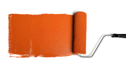 Paint Roller With Orange Paint