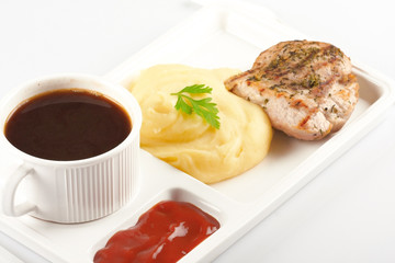 Work lunch tray on white background