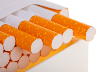 A packet of cigarettes in close-up