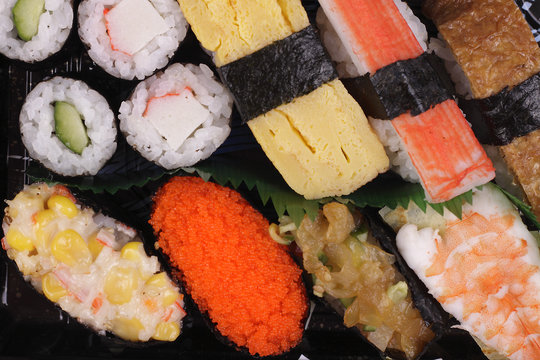 A set of sushi on a tray