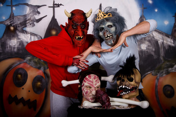 Halloween mask couple