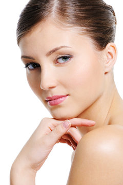 Beautiful female face with a wellness complexion
